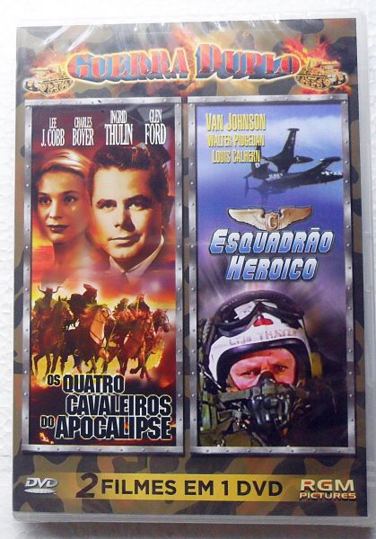 DVD OS QUATRO CAVALEIROS DO APOCALIPSE  E ESQUADRÃO HERÓICO GUERRA GLENN FORD